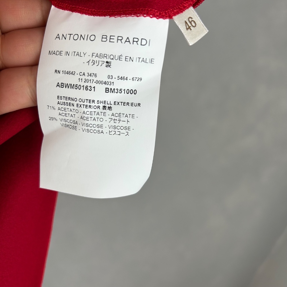 Antonio Berardi midi dress size 10 IT 46 red asymmetrical hem high neck ruffled - Picture 15 of 16